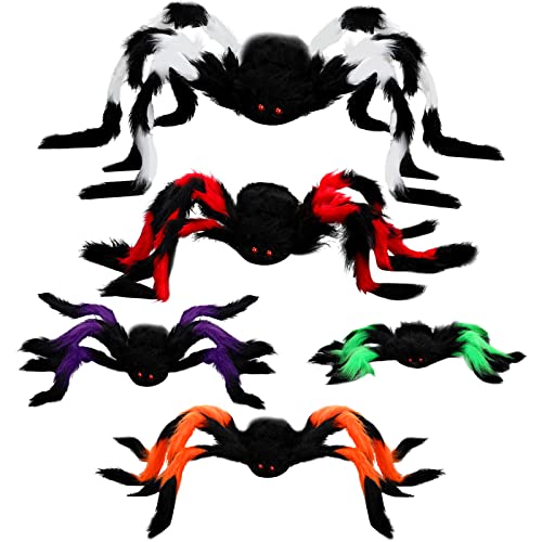 Giant Halloween Spider Decorations Set with Red Eyes Indoor Outdoor Scary Decor