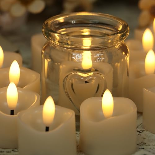 Set of 12 Flameless LED Votive Candles Battery Operated Flickering Lights for Weddings & Holidays