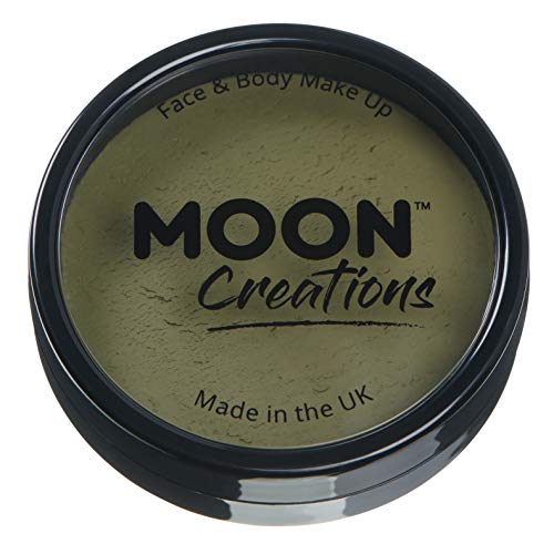 Pro Face & Body Paint Cake Pots Army Green - Water Based Makeup, 1.26oz by Moon Creations