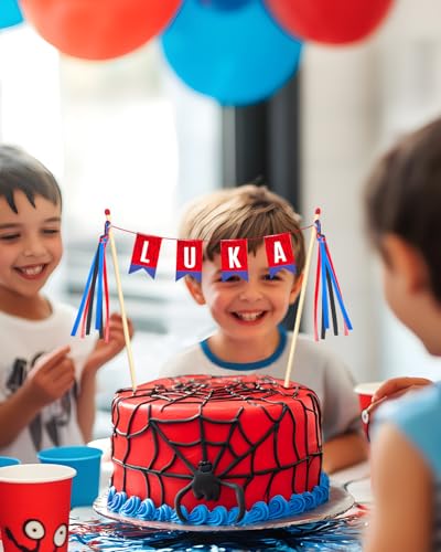 Personalized Spider Cake Topper with Custom Name for Kids Birthday Party Decor