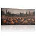 Large Fall Pumpkin Patch Canvas Wall Art - Framed 40x20 Inches - Orange Pumpkin Field