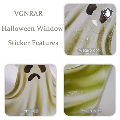 Halloween Window Clings Set - Ghost and Bat Stickers for Glass Decor - Reusable & Waterproof