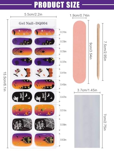 Halloween Cured Gel Nail Polish Strips - Full Wrap Nail Art Stickers - Variation A