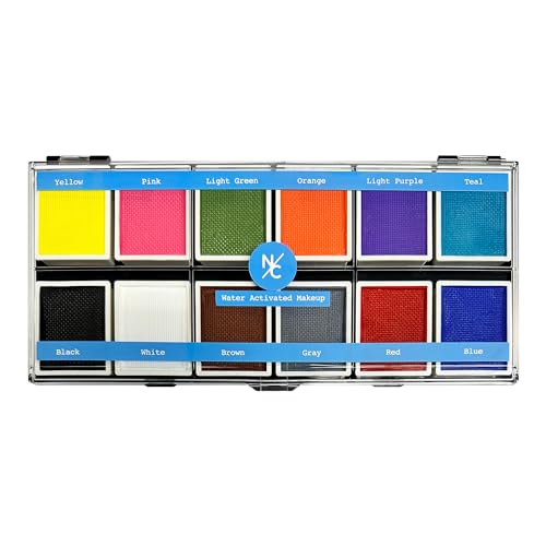 Vibrant Water-Activated Face & Body Makeup Palette - 12 Bold Colors Refillable