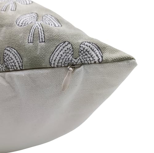 20x20 Inch Green Handmade Block Print Cotton Throw Pillow Cover - Fall Decor