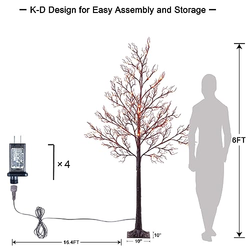 Halloween Willow Tree with 200 LED Lights - 6FT Orange Spooky Tree for Indoor & Outdoor Decor