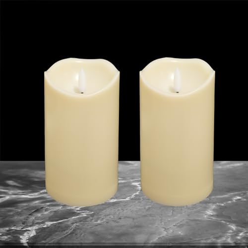 Flameless Pillar Candles with Timer - 3-Inch x 6-Inch, Pack of 2, Realistic LED Decor