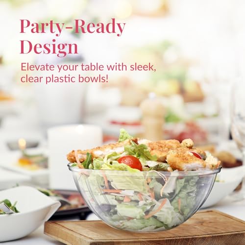 4 Pack Clear Plastic Serving Bowls - 150 Oz Large Round Punch Bowls for Parties & Events