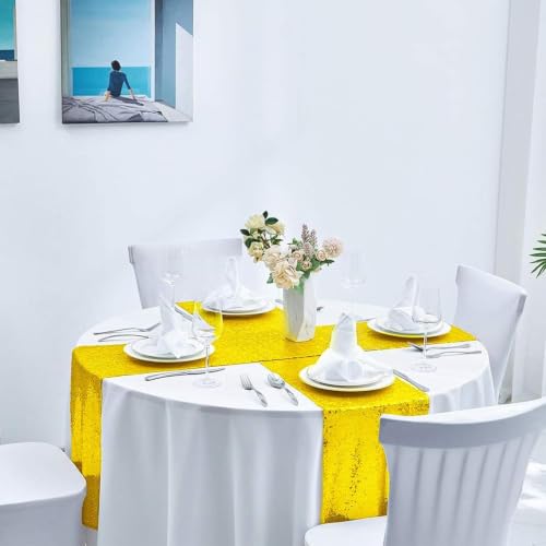 Yellow Sequin Table Runner 12x72 Inches - 2 Pack, Elegant Table Decor