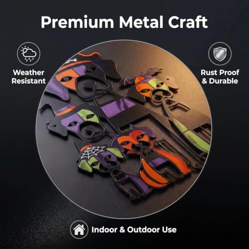 Halloween Dog Wall Art - Purple Metal Autumn Decorations for Home