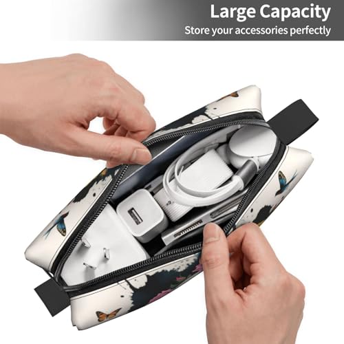 Bold Skull & Roses Makeup Bag - Small Compact Travel Organizer