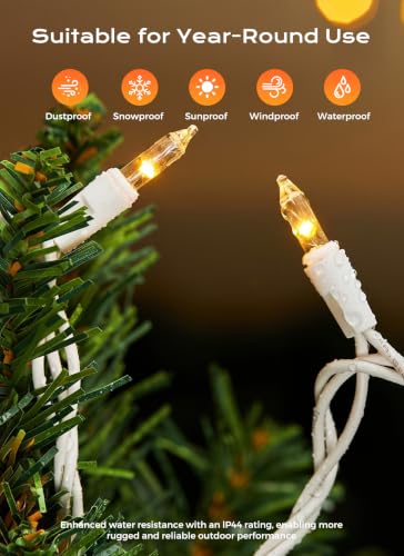 Minetom LED Christmas String Lights 50 Count 10ft Warm White Clear Wire Indoor Outdoor
