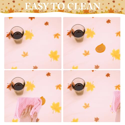 Disposable Thanksgiving Tablecloth 54x108 Inch Pumpkin & Maple Leaf Packing of 2