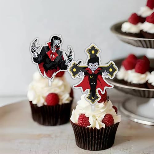 Vampire Dessert Cupcake Toppers Glitter Halloween Party Decorations 18pcs