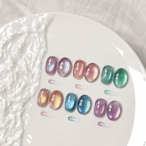 GAOY Rainbow Cat Eye Gel Nail Polish Kit with Magnet - Rainbow Glow Variation