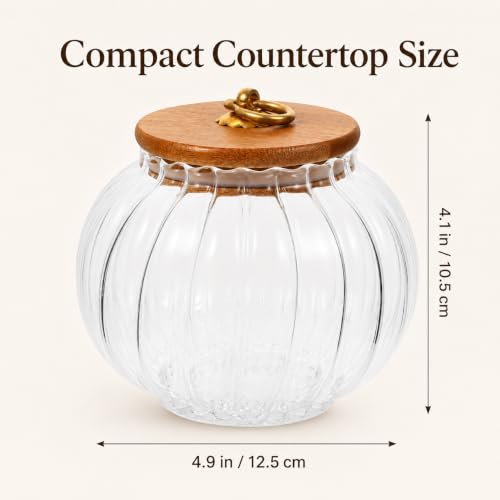 Glass Pumpkin Jar with Lid - 27 Fl Oz Fall Candy Storage Canister