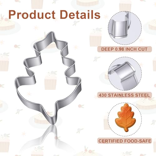 Leaf Cookie Cutter Set for Baking - Stainless Steel Fall & Holiday Shapes