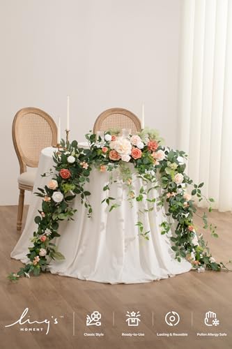 Spring Eucalyptus and Willow Leaf Garland - 9FT Wedding Decor with Pink Garden Blush Variation