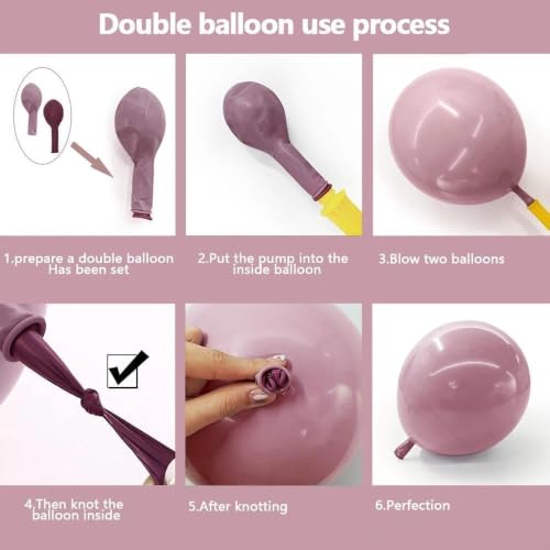 Dusty Purple Pink Balloon Arch Kit Double Stuffed Pastel Pink Lavender for Birthday Bridal Baby Shower Halloween Decor - Variation of Dusty Purple Pink
