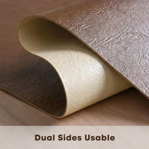 Brown Double Sided Faux Leather Table Runner 12x72 Inch Waterproof & Heat Resistant