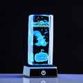 Halloween 3D Crystal Night Light Pumpkin Ghost Skull LED Lamp with Colorful Base - Gift Box Included