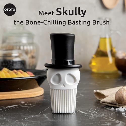 Skully Basting Brush - Gothic Food Basting Brush for Cooking & Baking - Halloween Kitchen Gift
