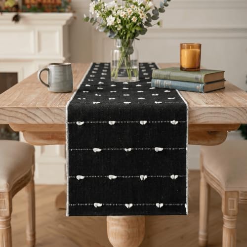Rustic Cotton Woven Table Runner 12x60 Inch Farmhouse Halloween Decor