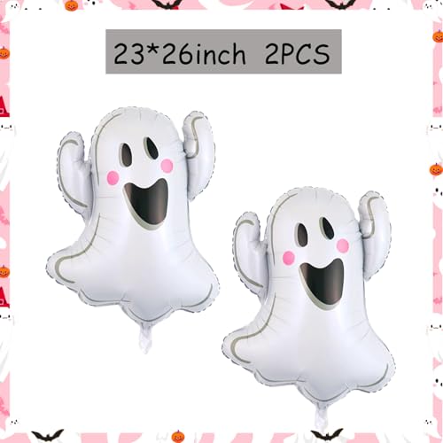 Halloween Foil Balloons Set - Ghost, Spider, Pumpkin & Pink Boo for Party Decorations