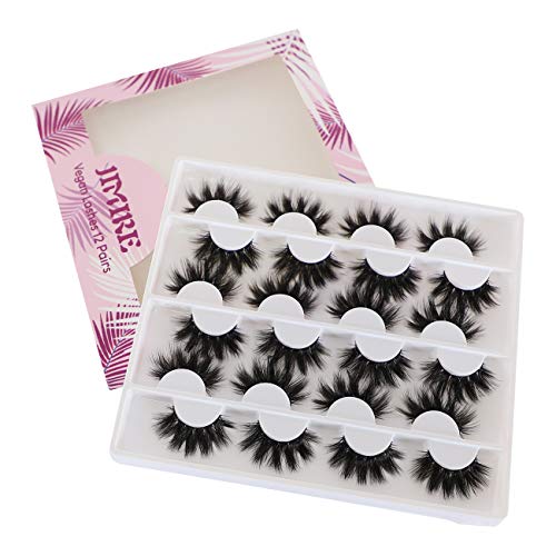 Dramatic False Eyelashes Fluffy High Volume Faux Mink 12 Pairs - Cruelty-Free