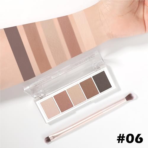 Matte Eyeshadow Palette 5 Colors - Neutral Nude Taupe Dark Brown - Variation 06#