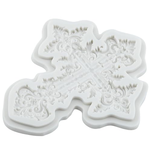 Cross Silicone Mold for Cake Decorating - Style C - Baroque Lace Cross