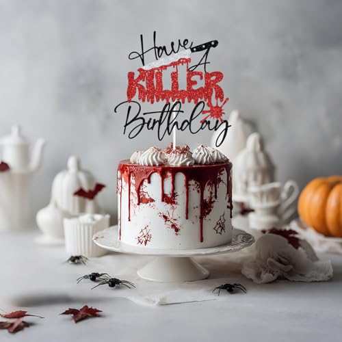Halloween Zombie Vampire Cake Topper Black Glitter Birthday Decorations