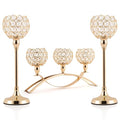 Gold Crystal Candle Holders Set of 3 - 4-inch Crystal Ball Centerpieces with Variation 8.3