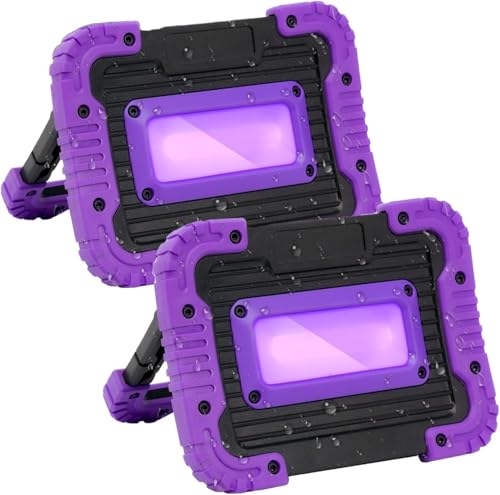 Rechargeable 20W 395nm LED Black Light for Neon Glow Party - Cordless, UV Floodlight with USB Charging