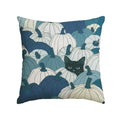 Blue Fall Pumpkin Black Cat Throw Pillow Cover 18x18 Inch - Pack of 1