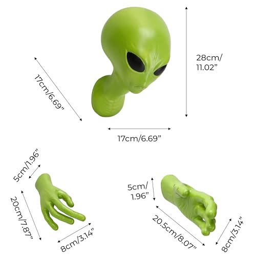 Alien Head Wall Decor - 3D Sci-Fi Sculpture with Hands & Head, Halloween Wall Art