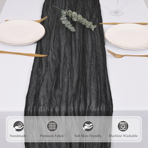 Black Cheesecloth Table Runners 8 Pack 21x120 Inch Rustic Boho Wedding Party Decor