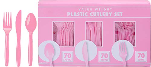 Heavy Weight Pink Disposable Cutlery Set - 200 Pieces for Parties & Events