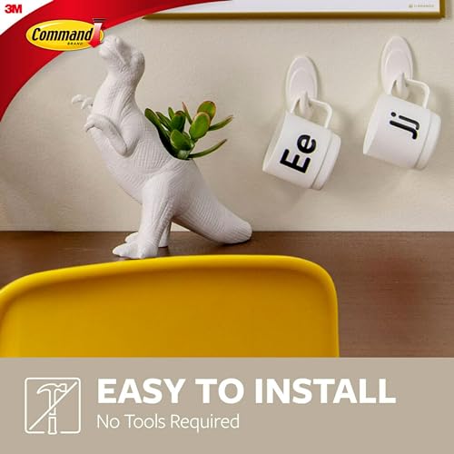 Command Medium White Adhesive Hooks - Damage-Free Wall Mounts, 2 Hooks & 4 Strips