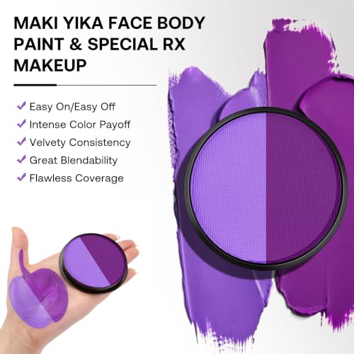 Purple Face Body Paint for Halloween Makeup - Goth Black White Foundation, Light Purple & Purple Variations