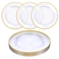 25 Pack 12-Inch Gold Trim Clear Plastic Charger Plates for Events and Weddings