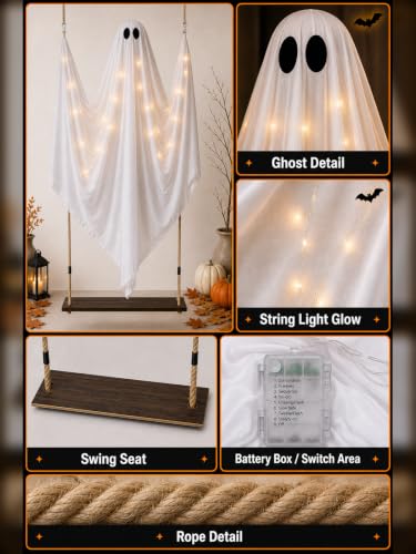 HOMELEX Halloween Hanging Ghost Decoration - Seasonal Spooky Home Decor - Write