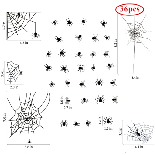 Halloween Window Clings Stickers - 112pcs Spiders Bats Decals for Glass Windows Party Decor