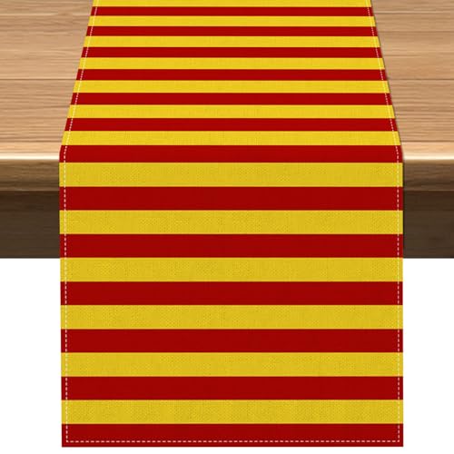 Vohado Wizard Table Runner 13x72 Inches Halloween Witch Party Decor Red & Gold Stripes