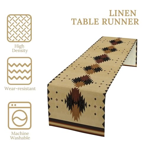 13x90 Inch Southwestern Ethnic Table Runner - Boho Native American Aztec Style