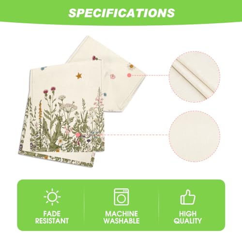Antique Herbs and Wild Flowers Table Runner 13x90 Inch Off White Summer Fall Decor