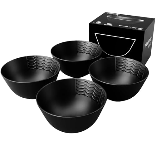 Small Gothic Ceramic Dessert Bowls Set of 4 - Black Spiderweb Design