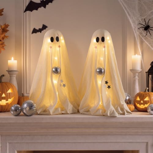 Lighted Ghost Halloween Decorations Set for Indoor & Outdoor Festive Decor