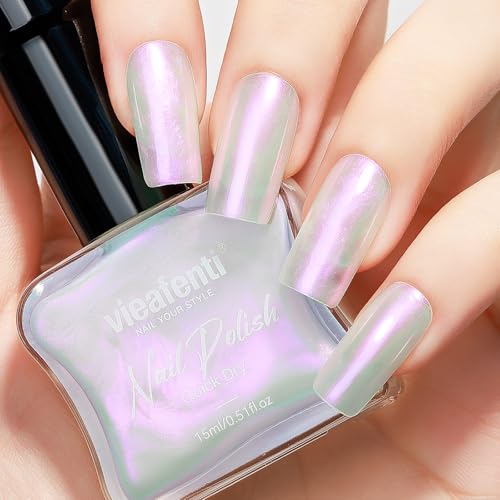 Iridescent Pink Pearl Nail Polish - Quick Dry Long Lasting 15ml - Mermaid & Galaxy Nail Art