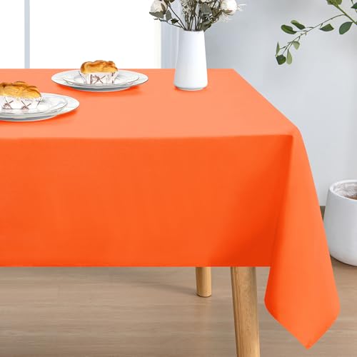 Rectangular Halloween Tablecloth Waterproof Stain-Resistant 54 x 80 Inch Pumpkin Orange